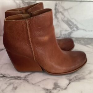 Kork-Ease Brown Leather Wedge Ankle Boots